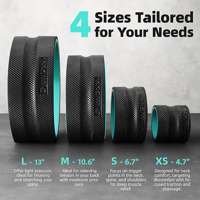 Back Roller Wheel Set of 4 with 2 Yoga Blocks – Foam Back Stretcher for Pain Relief, Spine Cradle Deep Tissue Massage Roller for Stretching & Physical Therapy