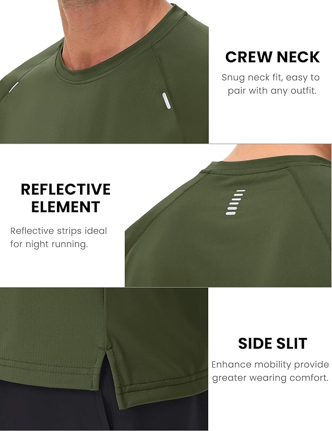 MAGCOMSEN Men's Dry Fit Shirts Mesh Short Sleeve Athletic Lightweight Workout Performance Hiking Shirt