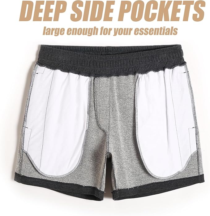 maamgic Mens Athletic Gym Shorts 5.5" Elastic Waist Casual Pajama Pocket Jogger Men Workout Short Pants