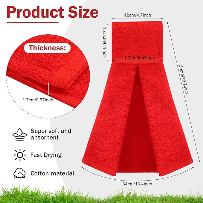 Shimeyao 2 Pcs Cotton Sports Football Towel with Closure Pitching Football Sweat Towel for Sports Gym Men Women Accessories(Red,Classic)