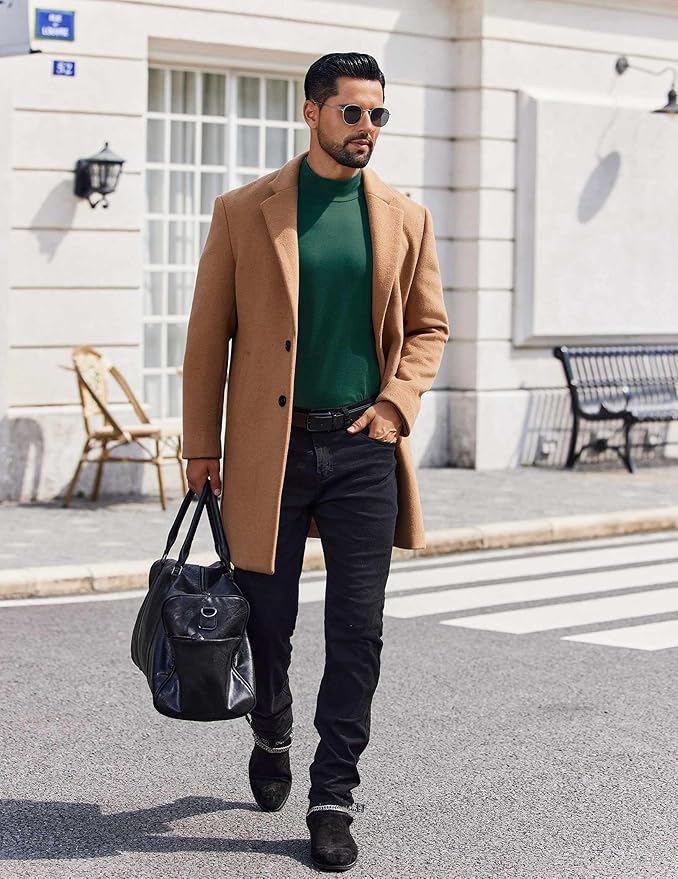 COOFANDY Mens Mock Turtleneck T-Shirts Long Sleeve Solid Color Tees Shirts Basic Casual Slim Fit Pullover T Shirts