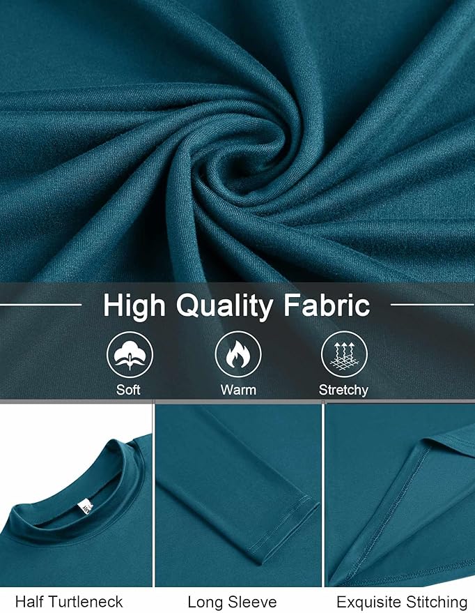 COOFANDY Mens Mock Turtleneck T-Shirts Long Sleeve Solid Color Tees Shirts Basic Casual Slim Fit Pullover T Shirts