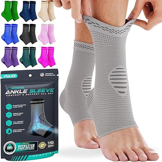 Modvel Foot & Ankle Brace Socks for Sprained Ankle Compression Sleeve - Plantar Fasciitis Relief Brace, Foot Support for pain Women & Men - Tendonitis & Arthritis Feet Sleeve, Stabilizing Ankles Wrap