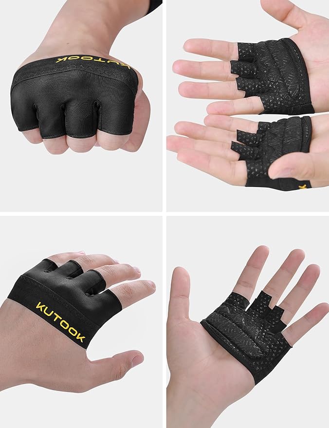 KUTOOK Weight Lifting Workout Gloves for Men/Women, 3mm XRD Padding Grip Gym Gloves, Breathable Partial Gloves for Calluses, Weightlifting Gloves for Exercise, Kettlebell, Pull-Ups, Cross Training
