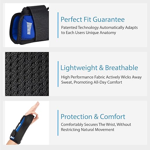 Ovation Medical Versa-Fit Wrist Brace - Premium Custom Fit Wrist Support Brace - Comfortable, Structured Tendonitis and Carpal Tunnel Wrist Brace or Wrist Splint for Post Cast Support (Left, Standard)