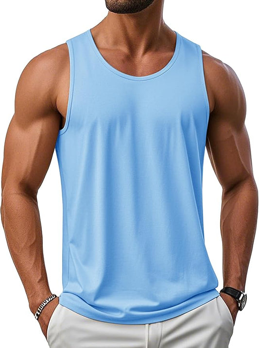 MAGCOMSEN Men's UPF 50+ Tank Top Gym Workout Sleeveless Muscle Shirts Sun Protection Cut Off Shirts Summer Sleeveless T Shirt