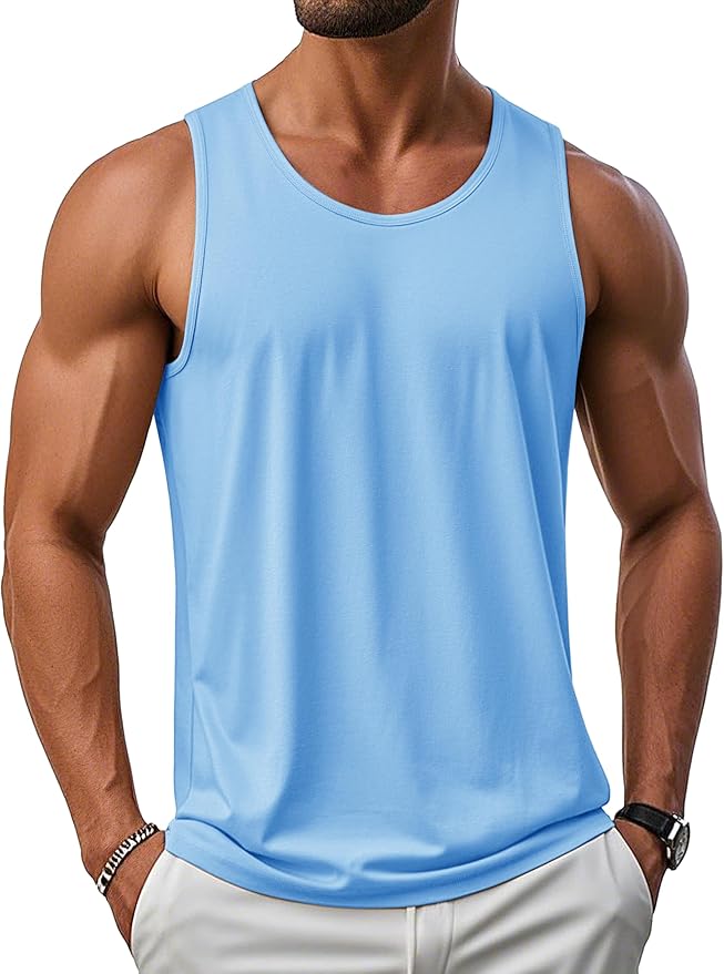 MAGCOMSEN Men's UPF 50+ Tank Top Gym Workout Sleeveless Muscle Shirts Sun Protection Cut Off Shirts Summer Sleeveless T Shirt