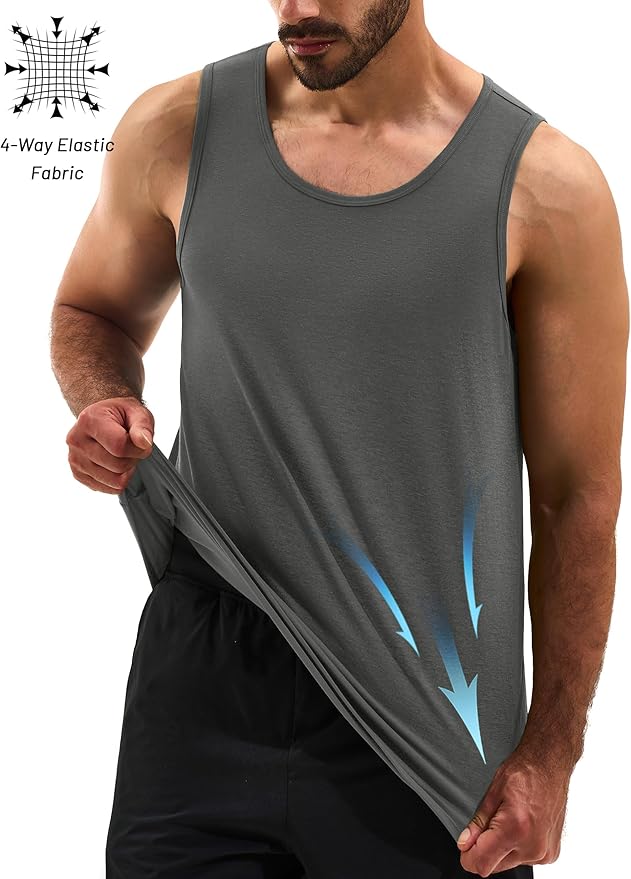 Cotrasen Men's Tank Top UPF 50+ Sleeveless Shirt Cotton Moisture Wicking Casual Gym Workout Shirts Cooling Muscle Tee Shirt