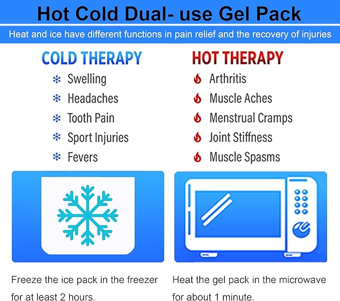Koo-Care Flexible Gel Ice Pack & Wrap with Elastic Strap for Hot Cold Therapy - Great for Sprains, Muscle Pain, Bruises, Injuries, Etc. (Neck, Arm, Elbow, Waist, Knee, Ankle)(Medium)