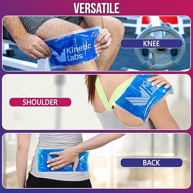 Reusable Gel Ice Packs for Injuries by Kinetic Labs (2 Pack) - Hot Cold Packs for Injuries 12" x 6" - Flexible Ice Packs for Back Head Knee Shoulder Neck Ankle Elbow Feet Headaches Surgery (X-Large)