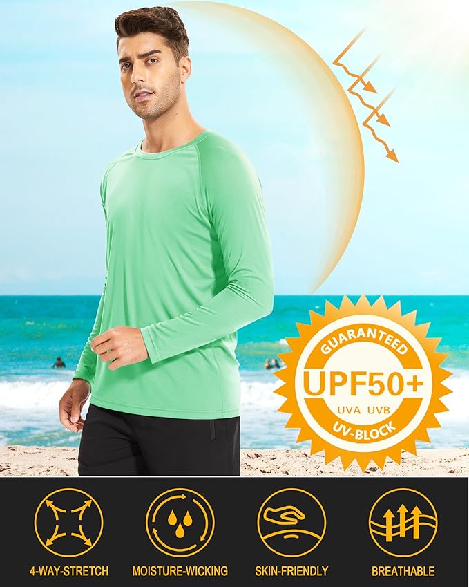 MAGCOMSEN Men's Long Sleeve Shirts UPF 50+ UV Sun Protection Athletic Shirts for Hiking Running Workout Rash Guard