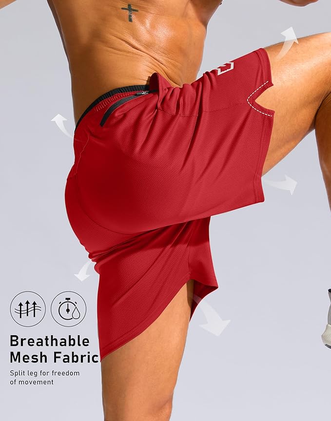 G Gradual Men's Running Athletic Shorts with Zipper Pocket 5"/ 7" Lightweight Quick Dry Gym Workout Shorts for Tennis Active