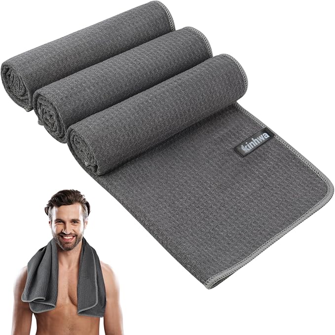 KinHwa Gym Towels - Absorbent Wicking Workout Towels, Quick Dry & Compact, Ideal for Yoga, Fitness, Treadmill or Indoor Bike