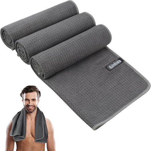 KinHwa Gym Towels - Absorbent Wicking Workout Towels, Quick Dry & Compact, Ideal for Yoga, Fitness, Treadmill or Indoor Bike