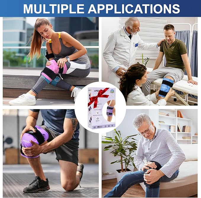 APEXUP Ice Pack for Knee Pain Relief, Large Reusable Wrap After Surgery, Flexible Gel Cold Pack for Injuries, Pain Relief for Back, Shoulder, Elbow, Ankle and Leg (Pink, L, 2PK)