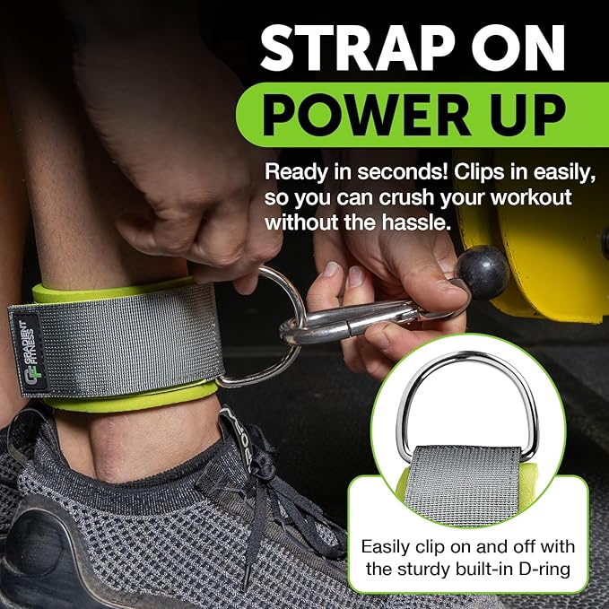 Gradient Fitness Ankle Straps (2 Pack) | Ankle Strap for Cable Machine, Ankle Bands for Working Out, Cable Ankle Strap