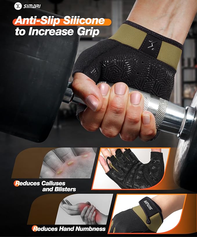 SIMARI Breathable Workout Gloves for Men & Women, Weight Lifting Gloves with Padded, Grip, Full Palm Protection, Gift for Gym Exercise, Cycling, Weightlifting Training, Fitness, Black, Pink, Size