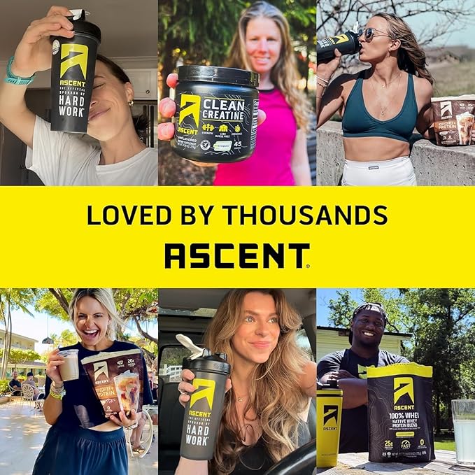 Ascent 100% Whey, Native Whey Protein Blend - Clean Post Workout Recovery, Digesting, Zero Artificial Flavors & Sweeteners, Gluten Free, 5.5g BCAA, 2.6g Leucine, Vanilla Bean 4 lb.