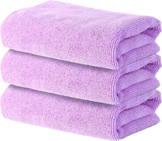 Microfiber Gym Towels Set for Sports, Fitness, Yoga, Workout, Swimming - Soft, Fast-Drying Towels for Gym Bag - Purple, 3 Pack