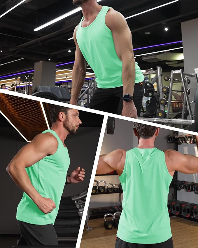MAGCOMSEN Men's UPF 50+ Tank Top Quick Dry Summer Workout Muscle Sleeveless Shirts for Swim Beach Bodybuilding