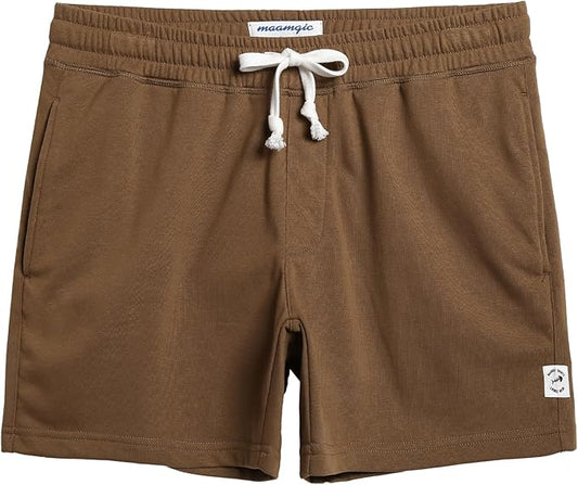 maamgic Mens Athletic Gym Shorts 5.5" Elastic Waist Casual Pajama Pocket Jogger Men Workout Short Pants