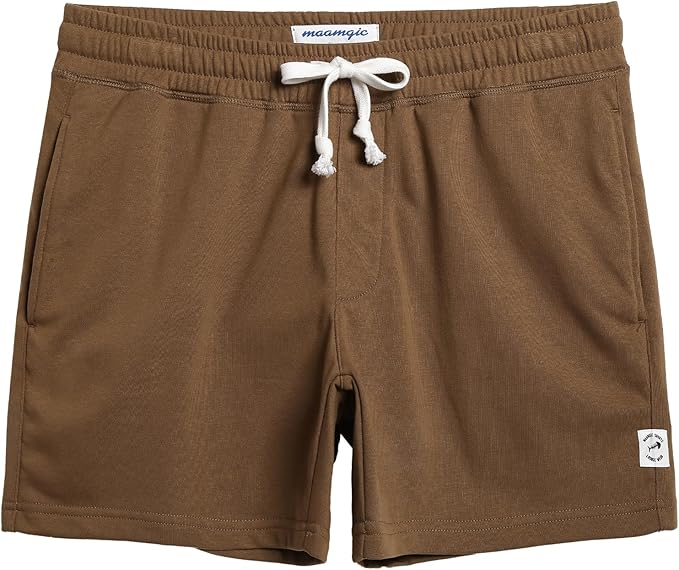 maamgic Mens Athletic Gym Shorts 5.5" Elastic Waist Casual Pajama Pocket Jogger Men Workout Short Pants