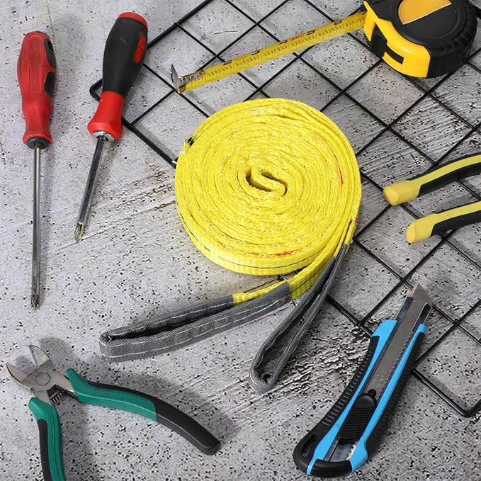 4 Pcs Lift Sling Straps Heavy Duty Web Slings Straps Polyester Nylon for Hoist Car Outdoor Using