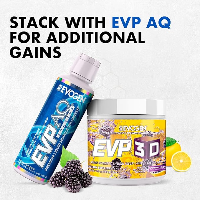 Evogen EVP-3D | Extreme Pre-Workout Pump Ignitor, Arginine Nitrate, Citrulline, Beta-Alanine, Lions Mane | BlackBerry Lemonade | 40 Servings