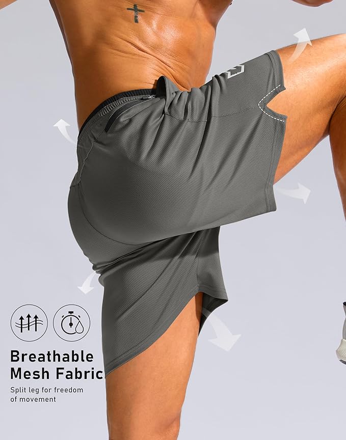 G Gradual Men's Running Athletic Shorts with Zipper Pocket 5"/ 7" Lightweight Quick Dry Gym Workout Shorts for Tennis Active