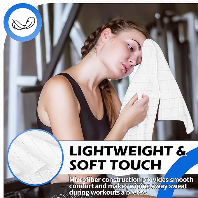 HOMERHYME Microfiber Gym Towels, 10 Pack Towel Set for Home Gym,16 x 27 Inch Quick Dry Hand Towels, Absorbent Towels for Yoga Fitness Workout Travel Sweat Camping, Fitness Accessories for Women & Men