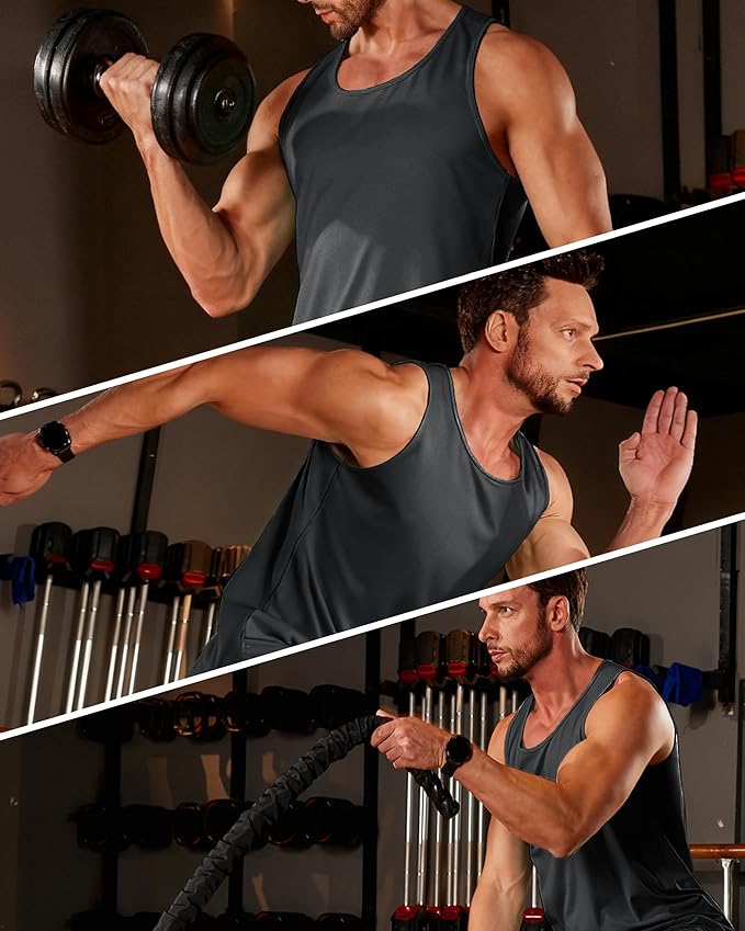 Boladeci Men's Tank Top Workout Athletic Quick Dry UPF 50+ Sun Protection Lightweight Summer Beach Gym Sleeveless Shirts