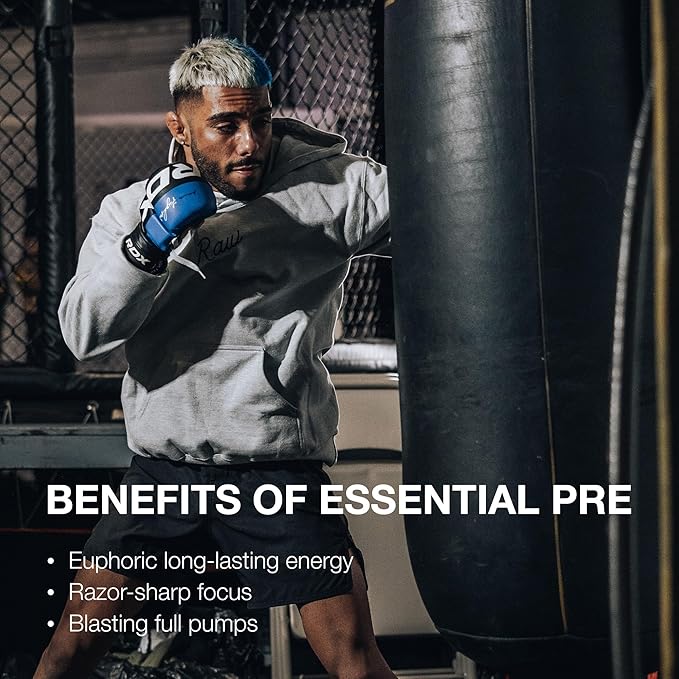 RAW Essential Pre-Workout Powder (Orange) - Chris Bumstead Sports Nutrition Supplement for Men & Women - Preworkout Energy Powder with Caffeine, L-Citrulline, L-Tyrosine, & Beta Alanine Blend