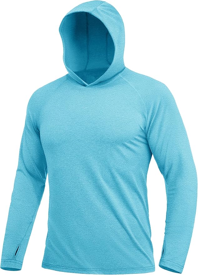 MAGCOMSEN Men's Hooded UPF 50+ Sun Protection T Shirts Long Sleeve Athletic Fishing Shirts Rash Guards
