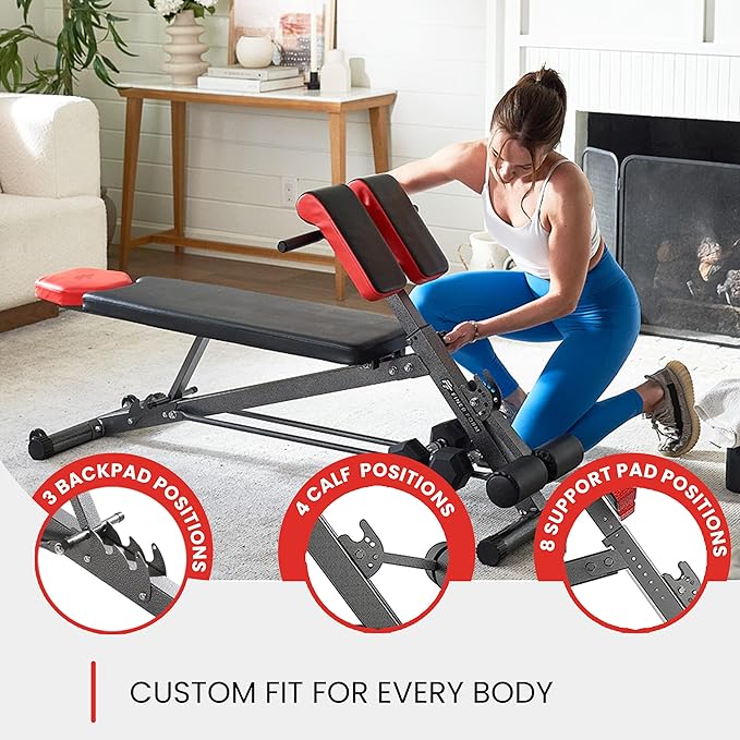 FF Finer Form Multi-Functional Weight Bench for Full All-in-One Body Workout – Adjustable Workout Bench Press for Home Gym, Fitness equipment for Back HyperExtension, Roman Chair Exercise, Sit up