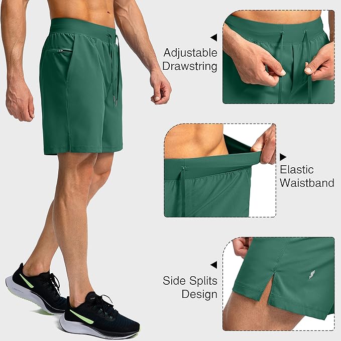 Men's Running Shorts with Zipper Pockets 9 Inch/ 7 Inch / 5 Inch Lightweight Quick Dry Gym Workout Athletic Shorts for Men