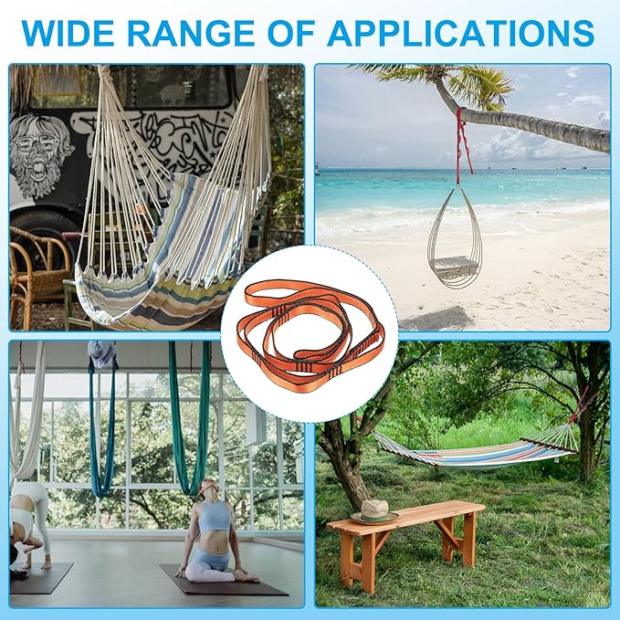 PATIKIL Daisy Chain Straps, Strong Climbing Strap Adjustable Nylon Chain Sling with Loops for Aerial Yoga Hammock Swing