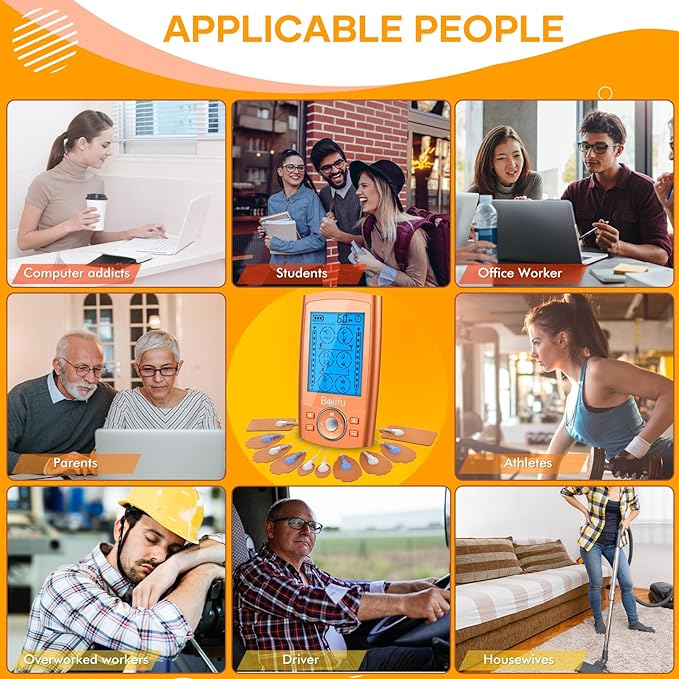 Belifu TENS Unit PMS Massager 24 Modes Muscle Stimulator, Electronic Tens Machine for Neck, Back, Arms & Chronic Pain Relief