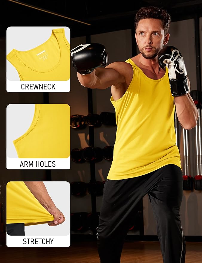 MAGCOMSEN Mens Workout Tank Tops Undershirt Cotton Muscle Athletic Sleeveless Shirts for Gym