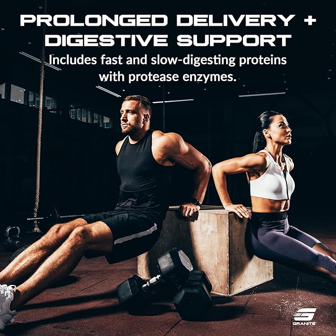 Granite Nutrition Protein Powder - Premium 5-Source Blend (Whey, Casein, Egg, Grass-Fed Beef) for Lean Muscle and Recovery - Blueberry Muffin Flavor, 30 Servings