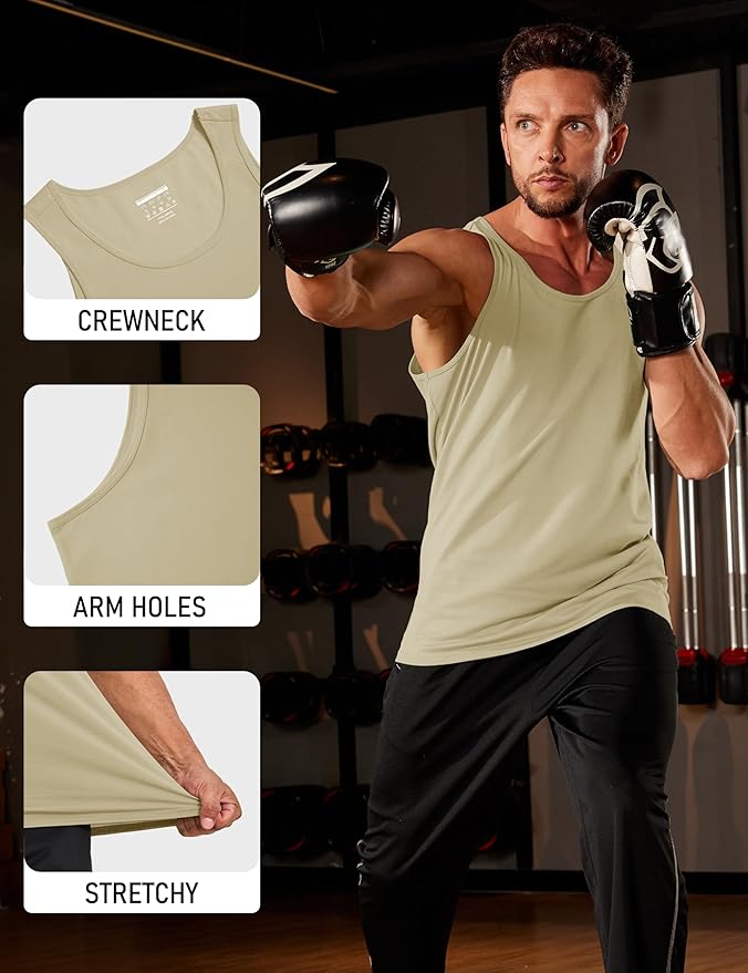 MAGCOMSEN Mens Workout Tank Tops Undershirt Cotton Muscle Athletic Sleeveless Shirts for Gym