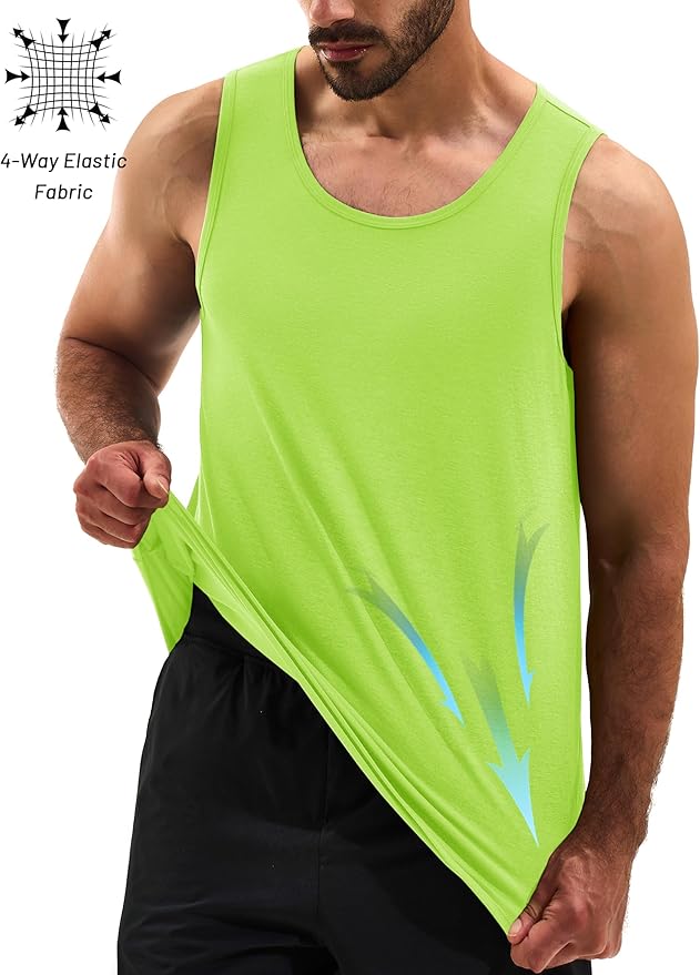 Cotrasen Men's Tank Top UPF 50+ Sleeveless Shirt Cotton Moisture Wicking Casual Gym Workout Shirts Cooling Muscle Tee Shirt