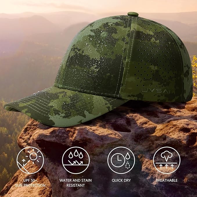 UPF 50+ Performance Water Resistant Baseball Cap Lightweight Breathable Hat Golf Running Boat Hiking for Men Women