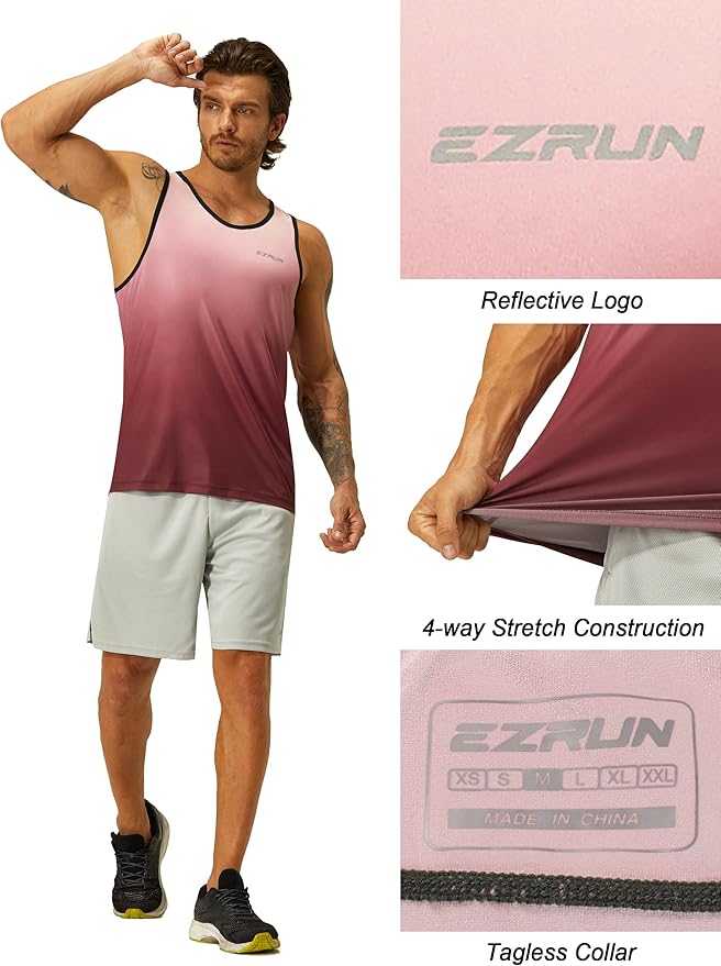 EZRUN Men's Quick Dry Sport Tank Top for Bodybuilding Gym Athletic Jogging Running,Fitness Training Workout Sleeveless Shirts