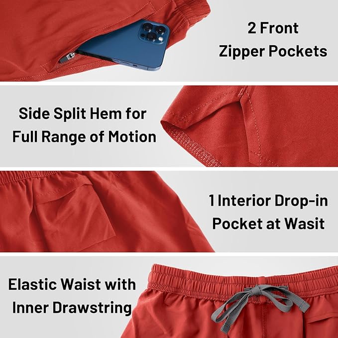 MIER Men's Workout Running Shorts Quick Dry Active 5 Inches Shorts with Pockets, Lightweight, Breathable