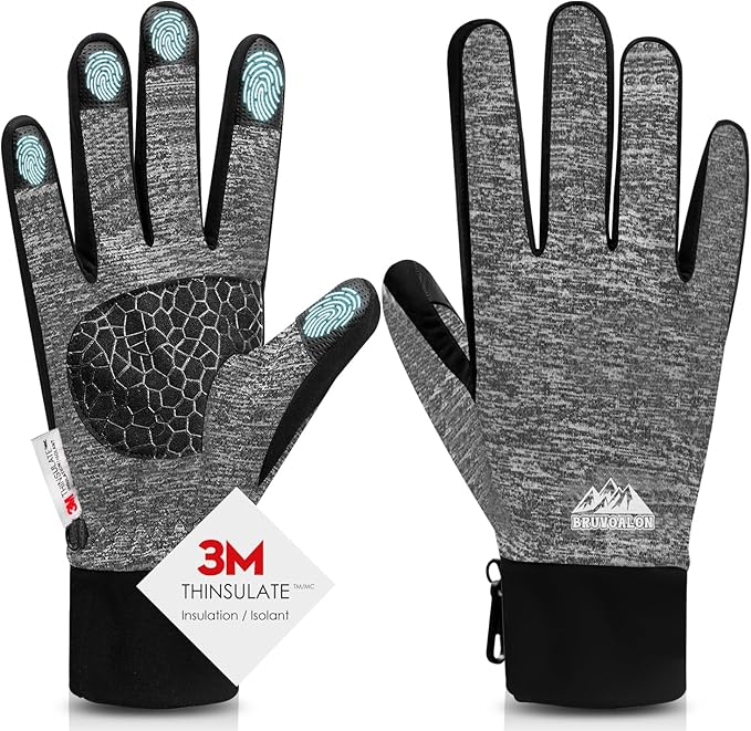 Bruvoalon Winter Gloves for Women & Men, 3M Thermal Insulation, Lycra Fabric, Windproof, Touchscreen, Anti-Slip, Cold Weather
