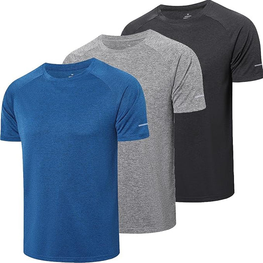 frueo Men's 1/3 Pack Workout Shirts Quick Dry Moisture Wicking Short Sleeve Mesh Athletic T-Shirts