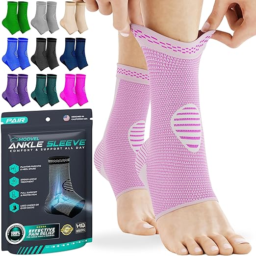 Modvel Foot & Ankle Brace Socks for Sprained Ankle Compression Sleeve - Foot Support for Women & Men - Tendonitis & Arthritis Ankle Brace Sports Running, Torn Ligaments & Women Stabilizing Ankle Wrap