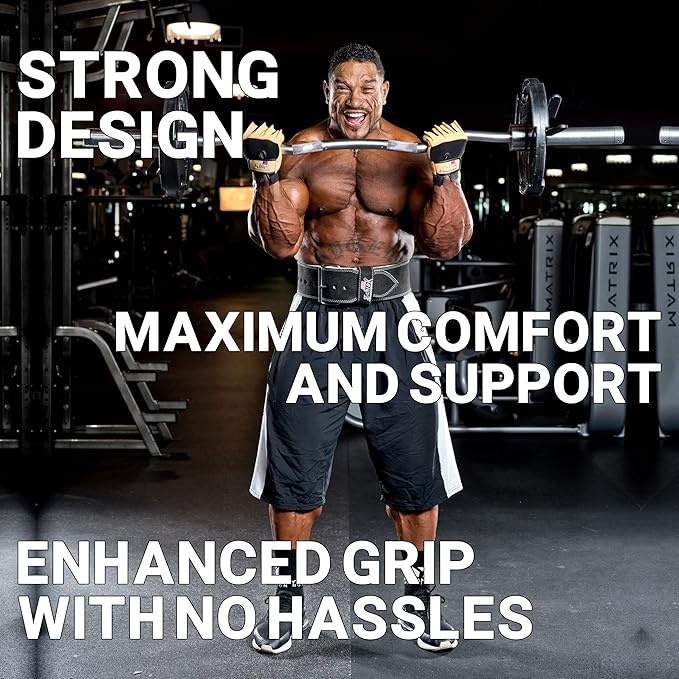 Schiek Sport Model 415 Power Lifting Fingerless Glove - Long Lasting Weight Lifting Grip Gloves