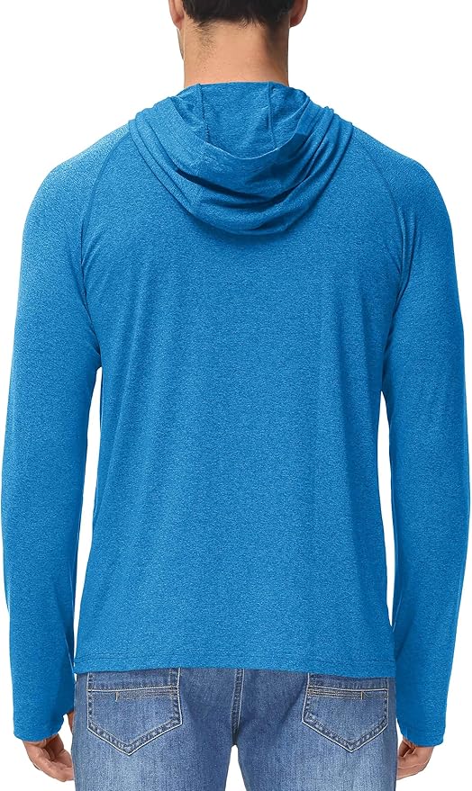 MAGCOMSEN Men's Hooded UPF 50+ Sun Protection T Shirts Long Sleeve Athletic Fishing Shirts Rash Guards