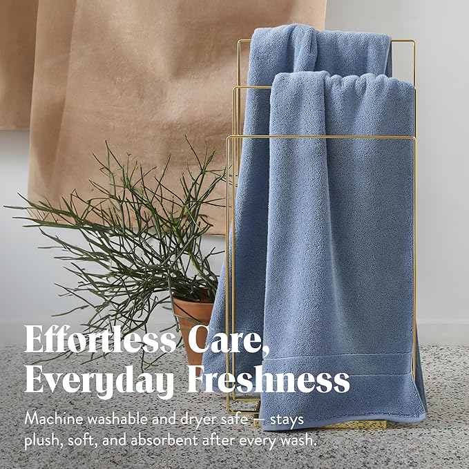 Brooklinen Super-Plush Turkish Cotton Bath Sheets Set of 2 Cotton, 820 GSM, Highly Absorbent, Machine Washable, Perfect for Home & Bathroom (40" x 65", Ocean Blue)